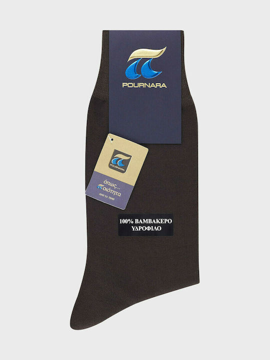 Pournara Men's Solid Color Socks Brown