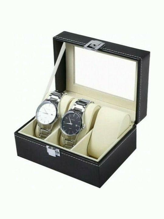 Cb cases Leather Case with transparent lid for 3 watches in Black color 00008513 Cb cases Leather Case with transparent lid for 3 watches in Black color 00008513
