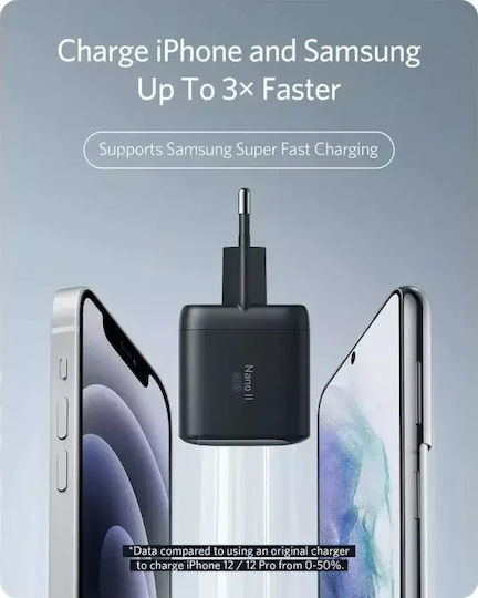 Anker Anker GaN Kabeloser Wand-Adapter mit USB-C Ausgangsanschlüssen 65W Stromlieferung Schwarz (Nano II)