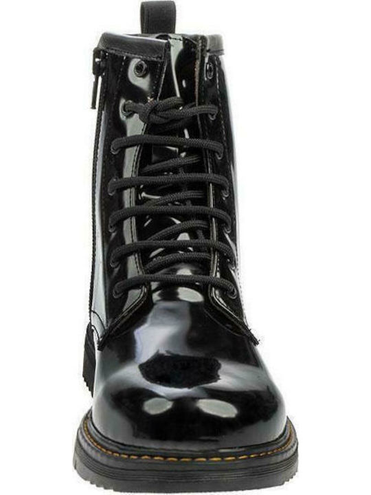 Anatomical Kids Boots from Patent Leather with Zipper Black