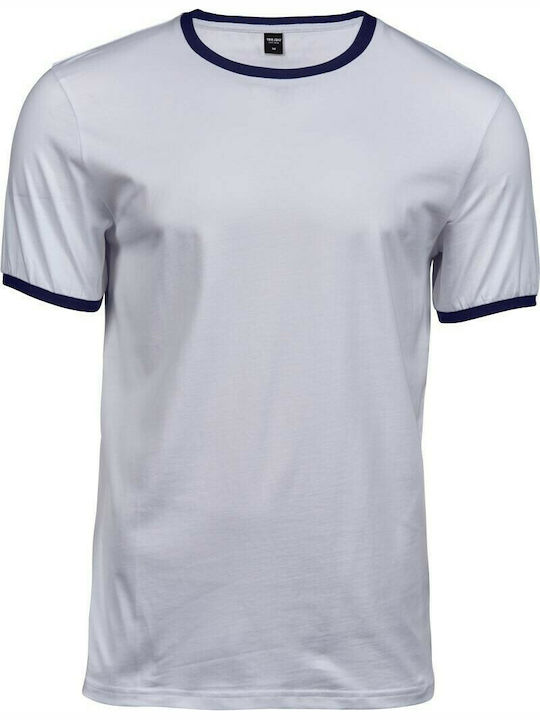 Tee Jays Ringer Ανδρικό Διαφημιστικό T-shirt Κοντομάνικο White / Navy Blue