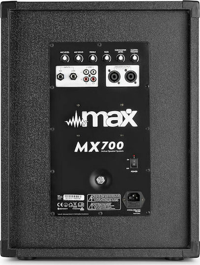 Max Audio MX700 Set mit Aktiven PA-Lautsprecher 700W mit Woofer 12" 43.5x38.5x50.5cm.