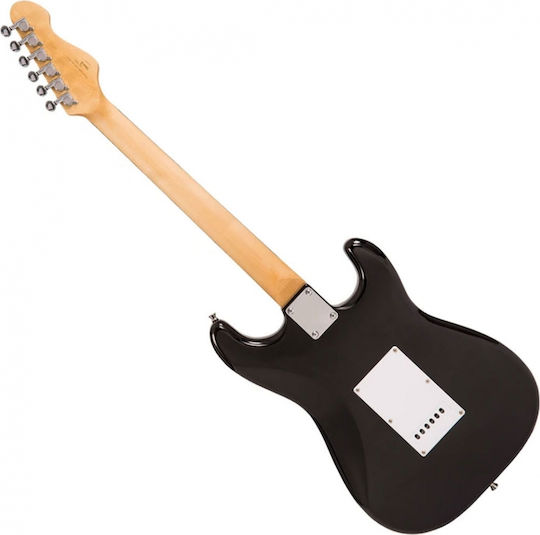 JHS Encore LH Pack Set Elektrische Gitarre für Linkshänder Stratocaster mit SSS Tonabnehmerkonfiguration Schwarz mit Tasche