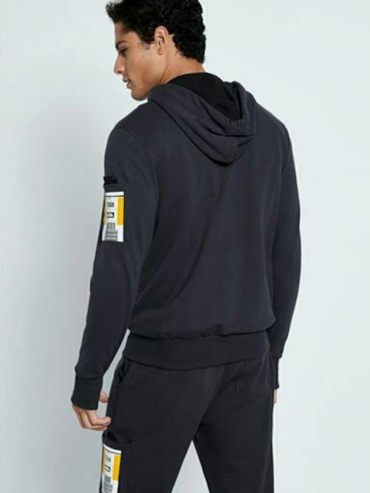 BodyTalk 1212-955522 Men's Sweatshirt Jacket with Hood and Pockets Coal 1212-955522-00503