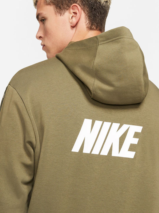 Nike Sportswear Ανδρικό Φούτερ με Κουκούλα και Τσέπες Fleece Χακί