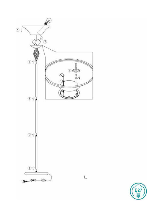 Trio Lighting Rustica Vintage Φωτιστικό Δαπέδου Υ180xΜ33εκ. με Ντουί για Λαμπτήρα E27 Χάλκινο