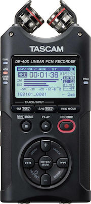 Tascam DR-40X Multichannel Battery Powered/Electric Portable Audio Digital Recorder Phantom Power with Memory Card and USB Power Supply for 18 Hours Recording