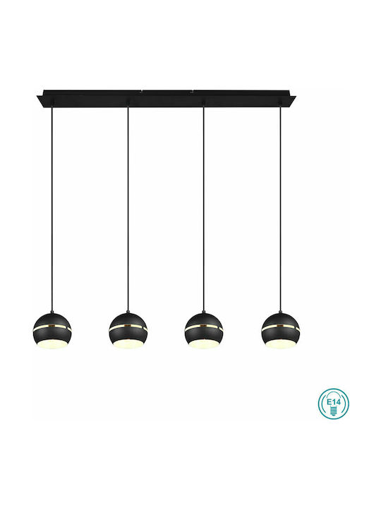 Trio Lighting Fletcher Suspendat Candelabru Calea ferată pentru 4 Becuri E14, E.14 Negru