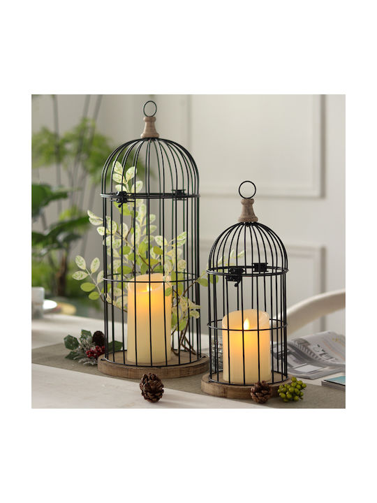 Lalos Bird Cage Laterne Metallisch Bodenmontage Schwarz 22.8x22.8x55.8cm 1Stück