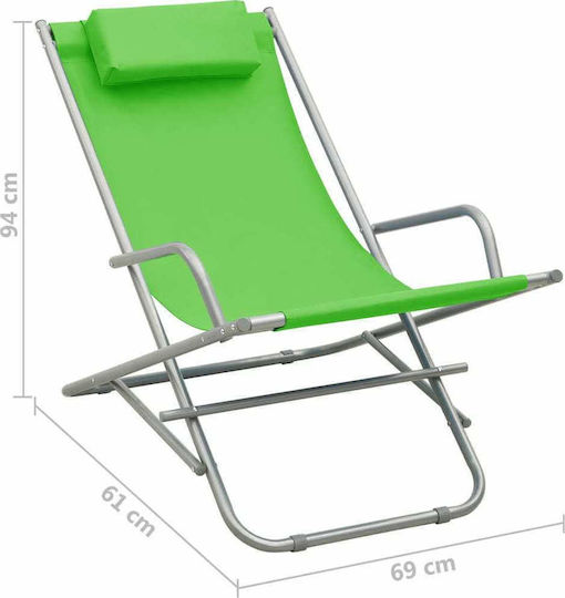 vidaXL Stühlchen Strand mit Hoher Rückenlehne Grün 61cm. Set 2Stück