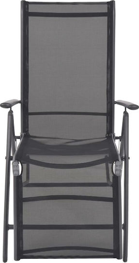 vidaXL Beach Armchair/Sunbed with Aluminum Frame Black