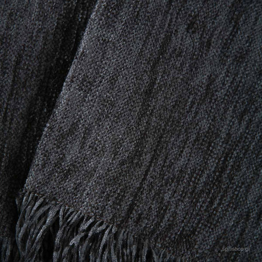 Anna Riska 1300 Dreisitzer-Sofa Wurf Chenille 180x280cm Dunkelgrau