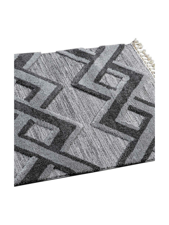 Madi Maze Rug Rectangular with Fringes Grey