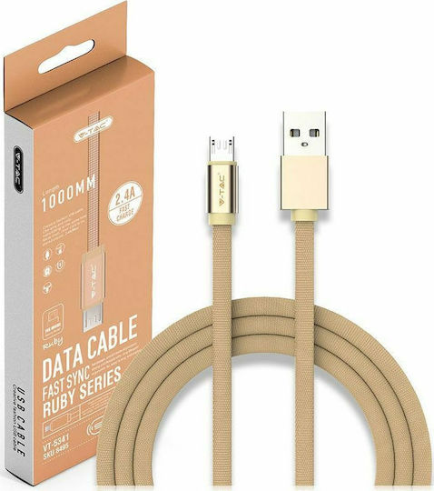 V-TAC Braided USB 2.0 to micro USB Cable Χρυσό 1m (Ruby)