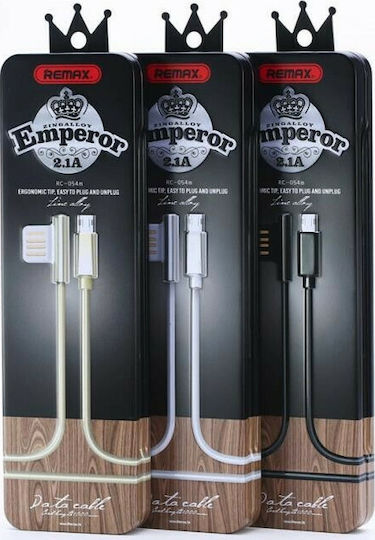 Remax Emperor RC-054m Winkel (90°) / Regulär USB 2.0 auf Micro-USB-Kabel Silber 1m 1Stück