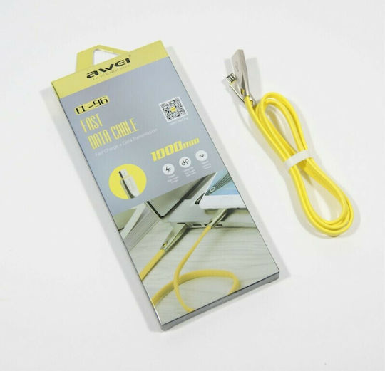 Awei CL-96 1m Flat USB 2.0 to micro USB Cable Yellow
