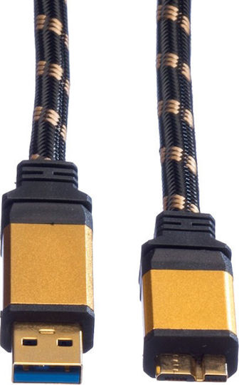 Roline 11.02.8878 Regular USB 3.0 spre micro USB Cablu Auriu 0.8m (11.02.8878) 1buc