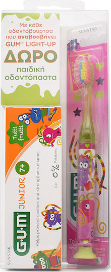 GUM Light-Up 903 & Junior Σετ Παιδική Οδοντόκρεμα με Οδοντόβουρτσα για 7+ Χρονών 2τμχ με Γεύση Φράουλα 50ml