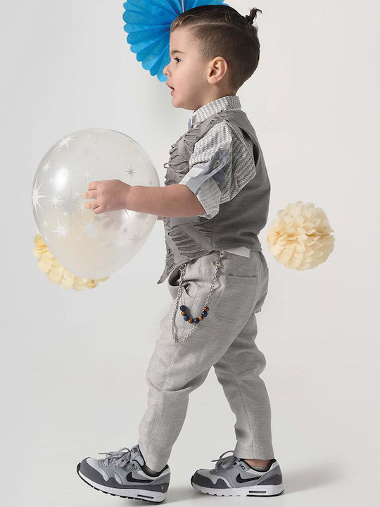 Bonito Baby Βαπτιστικό Κοστούμι Γκρι 5τμχ Bonito Baby Βαπτιστικό Κοστούμι Γκρι 5τμχ