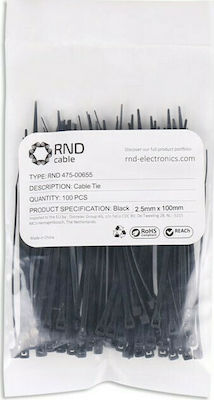 RND 475-00655 Δεματικά Καλωδίων 100x2.5mm Μαύρο 100τμχ