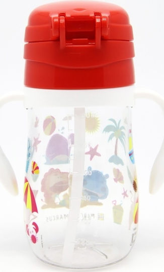 Marcus & Marcus Baby Cup with Handles and Straw Tritan made of Plastic Red 300ml for 12m+m+