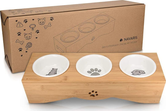 Navaris Bol Ceramic pentru Mâncare & Apă pentru Câine & Pisică 3 x 130ml 10cm 3buc