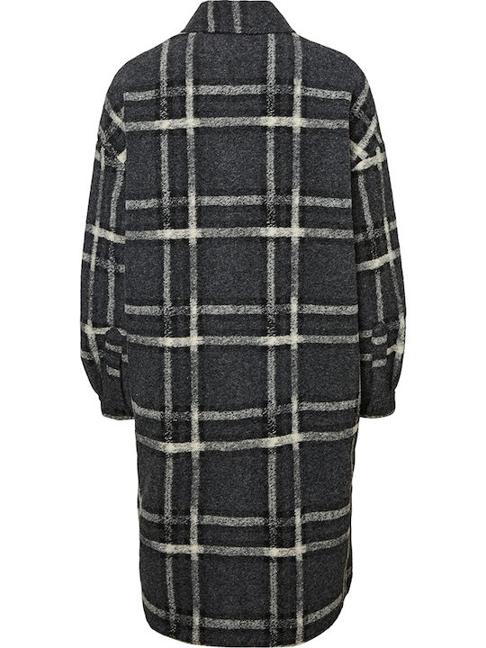 Γυναικείο Καρό Dark Grey Overshirt Oversized