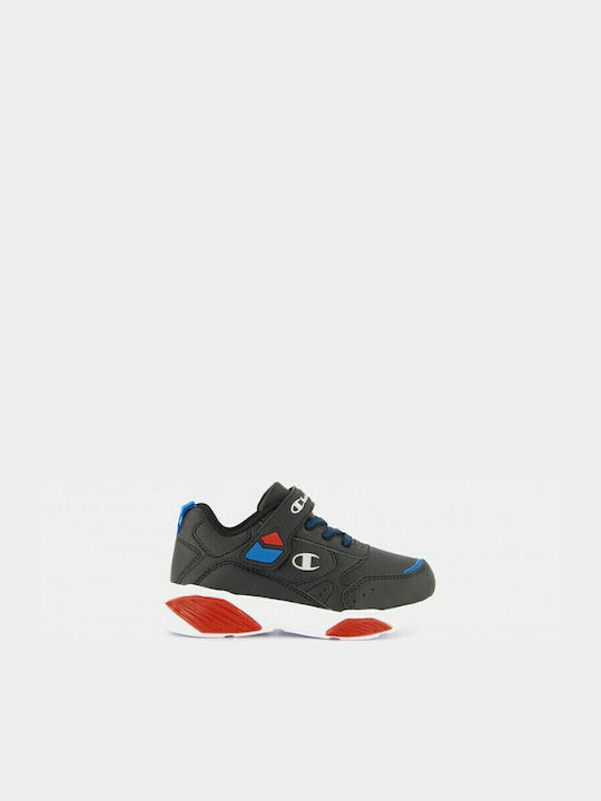 Low Cut Wave Kids Sneakers with Scratch & Lights Black