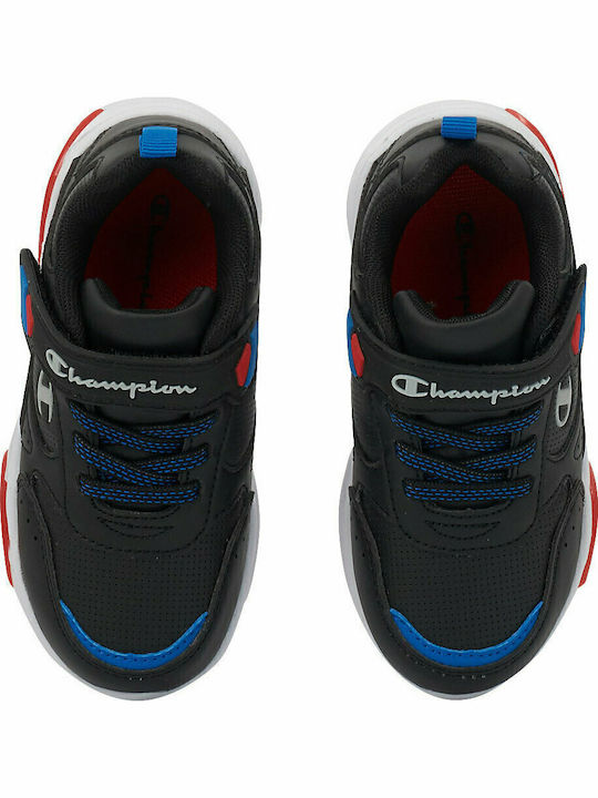 Low Cut Wave Kids Sneakers with Scratch & Lights Black