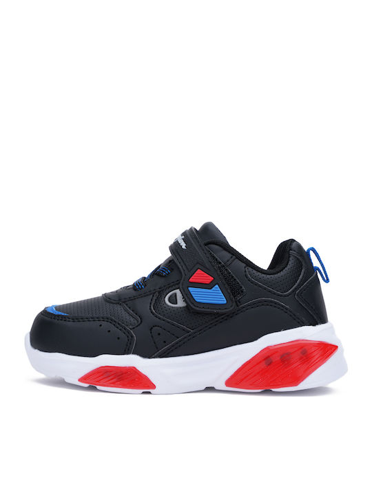 Low Cut Wave Kids Sneakers with Scratch & Lights Black