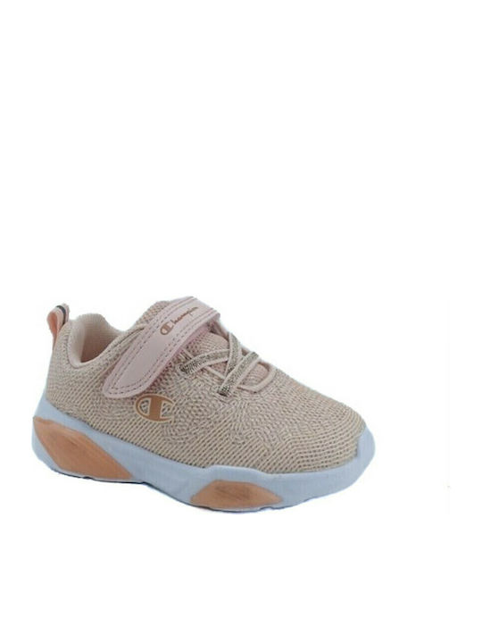 Wave Παιδικά Sneakers Ανατομικά με Σκρατς & Φωτάκια Ροζ