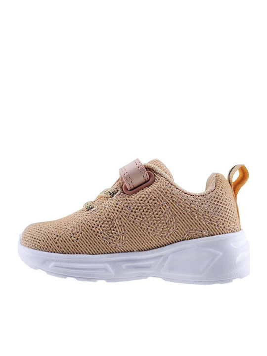 Wave Παιδικά Sneakers Ανατομικά με Σκρατς & Φωτάκια Ροζ