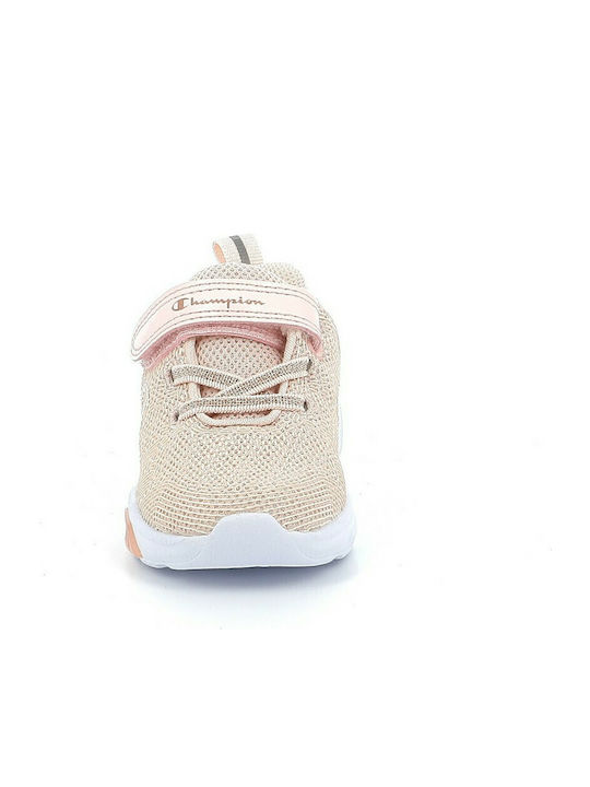 Wave Παιδικά Sneakers Ανατομικά με Σκρατς & Φωτάκια Ροζ