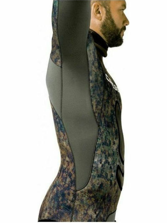 CressiSub Seppia Divisible Shaved Wetsuit with Chest Pad for Spearfishing Camouflage Green 5mm