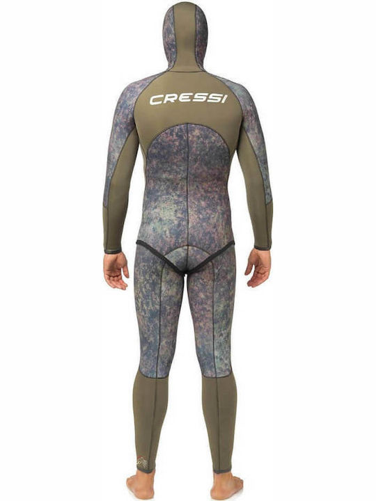CressiSub Seppia Divisible Shaved Wetsuit with Chest Pad for Spearfishing Camouflage Green 5mm