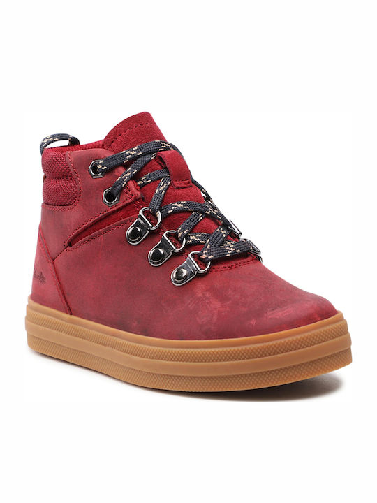 Clarks Nova Hike K Kids Leather Anatomic Boots with Zipper Burgundy