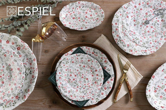 Espiel Daisies Farfurie joasă Ceramică Roz cu Diametru 27cm