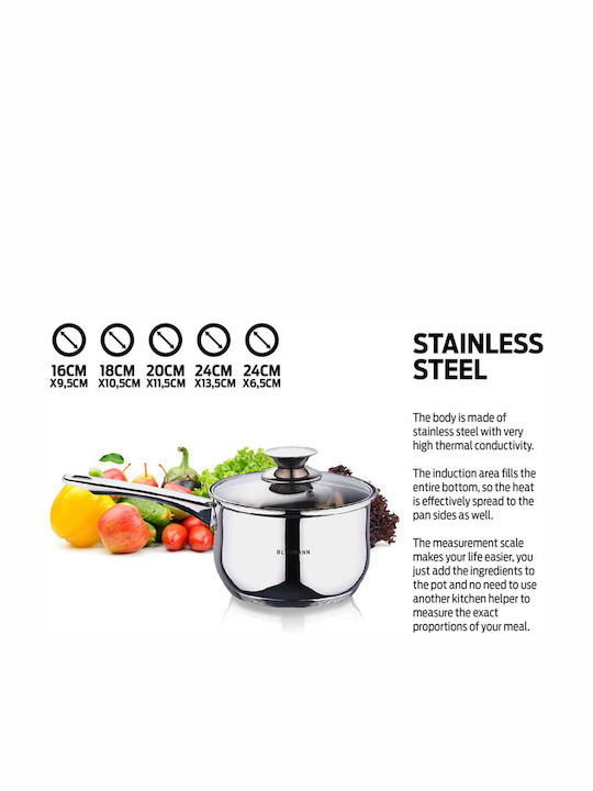 Blaumann Set de vase de gătit din oțel inoxidabil Argint cu strat antiaderent BL-1637 10buc