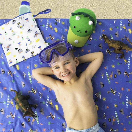 Flapjackkids Dino Backpack Детски плажен кърпа Син 145x71см.