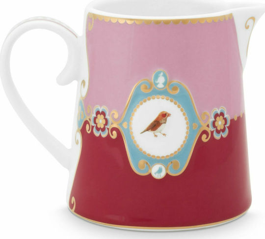 PiP Studio Love Birds Medallion Γαλατιέρα Σερβιρίσματος από Πορσελάνη Red-Pink