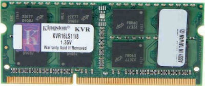 Kingston ValueRAM 8GB DDR3 RAM με Ταχύτητα 1600 για Laptop