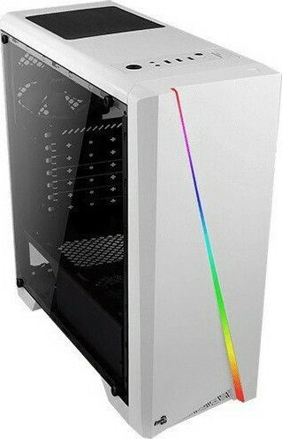 Aerocool Cylon Mini Gaming Mini Tower Κουτί Υπολογιστή με Πλαϊνό Παράθυρο και RGB Φωτισμό Λευκό