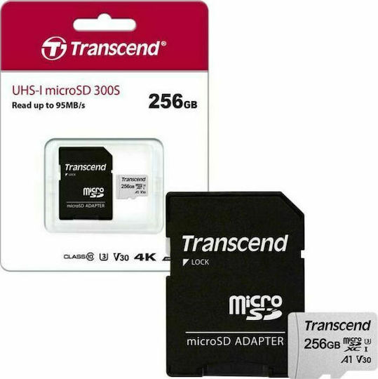Transcend 300s microSDXC 256GB U3 V30 A1 UHS-I 95MB/s με αντάπτορα