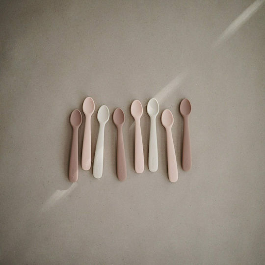 Mushie Baby Set with Spoons Spoons made of Silicone 2pcs Sand