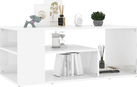 Rechteckig Couchtisch Holz Glossy White B100xT50xH40cm