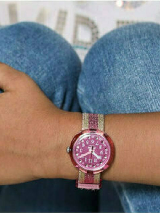FlikFlak Kinder-Analoguhr Shine in mit Stoffarmband Rosa