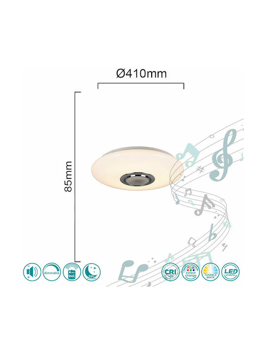 Trio Lighting Musica Smart Deckenleuchte 41cm Weiß mit Integrierter LED und Fernbedienung