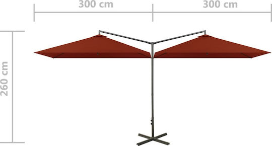 Ομπρέλα Τετράγωνη Μεταλλική Τερακότα 6x3m