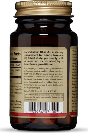 Solgar Vitamin B6 Βιταμίνη για την Υγεία του Νευρικού Συστήματος 50mg 100 ταμπλέτες