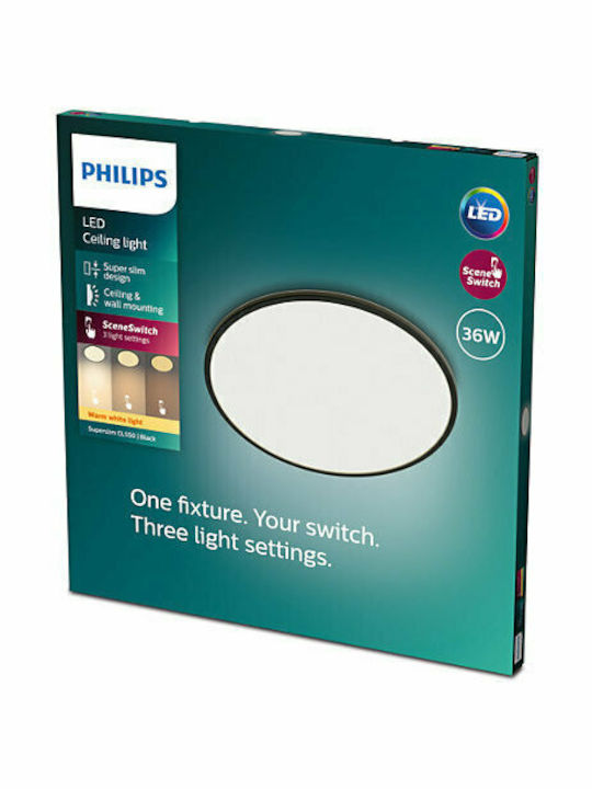 Philips Στρογγυλό Εξωτερικό LED Panel 36W με Θερμό Λευκό Φως 55εκ.